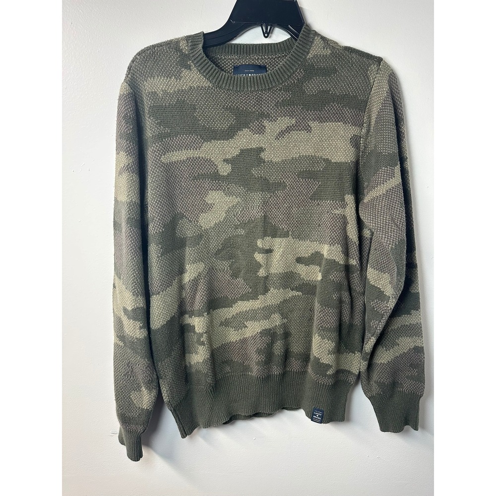 Lucky Brand | Camouflage Knit Crewneck Sweater Green | Size Small